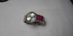 Geneva Silver Dial with Pink Accents Watch